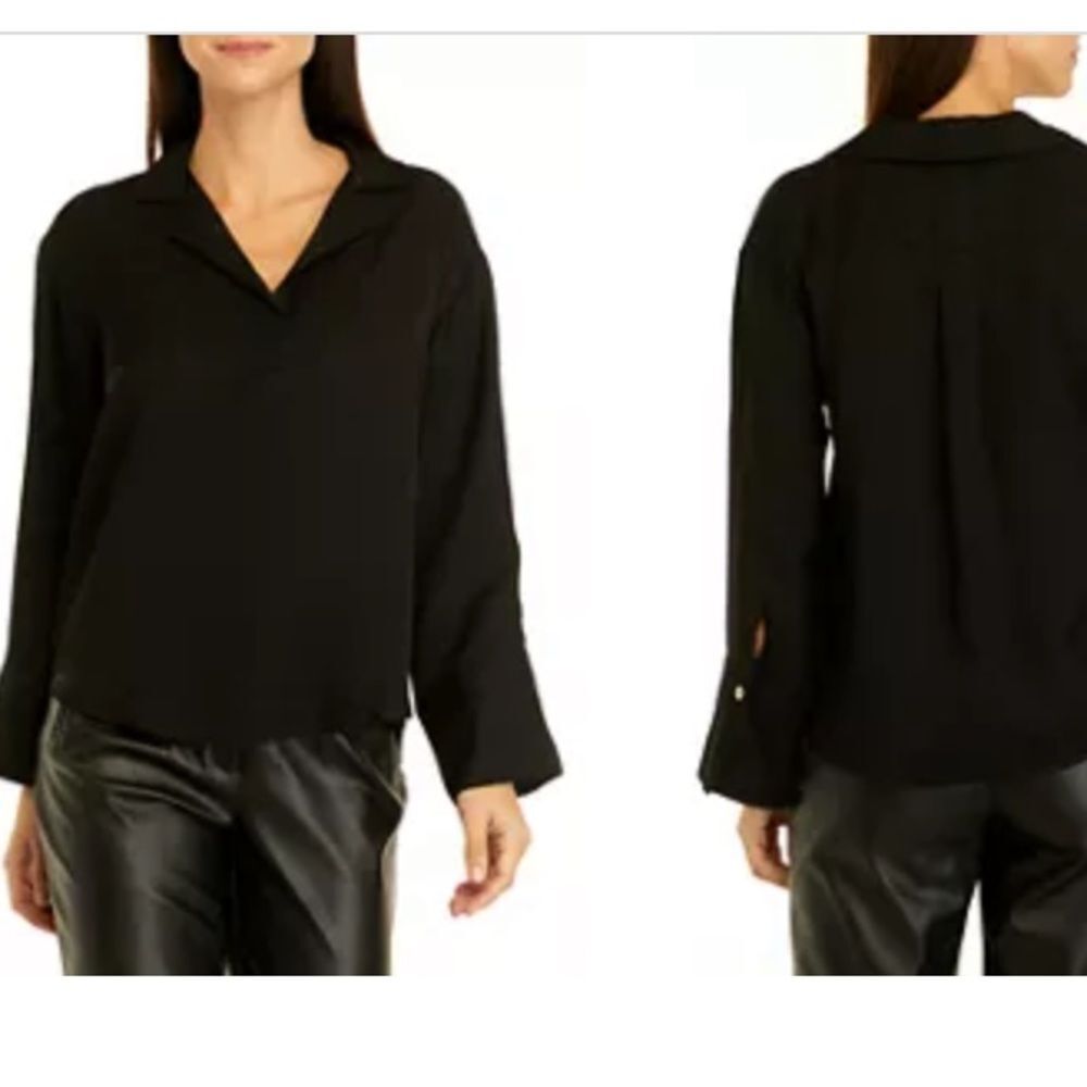 The Limited Black Satin Long Sleeve Button Up Shirt Blouse NEW XL